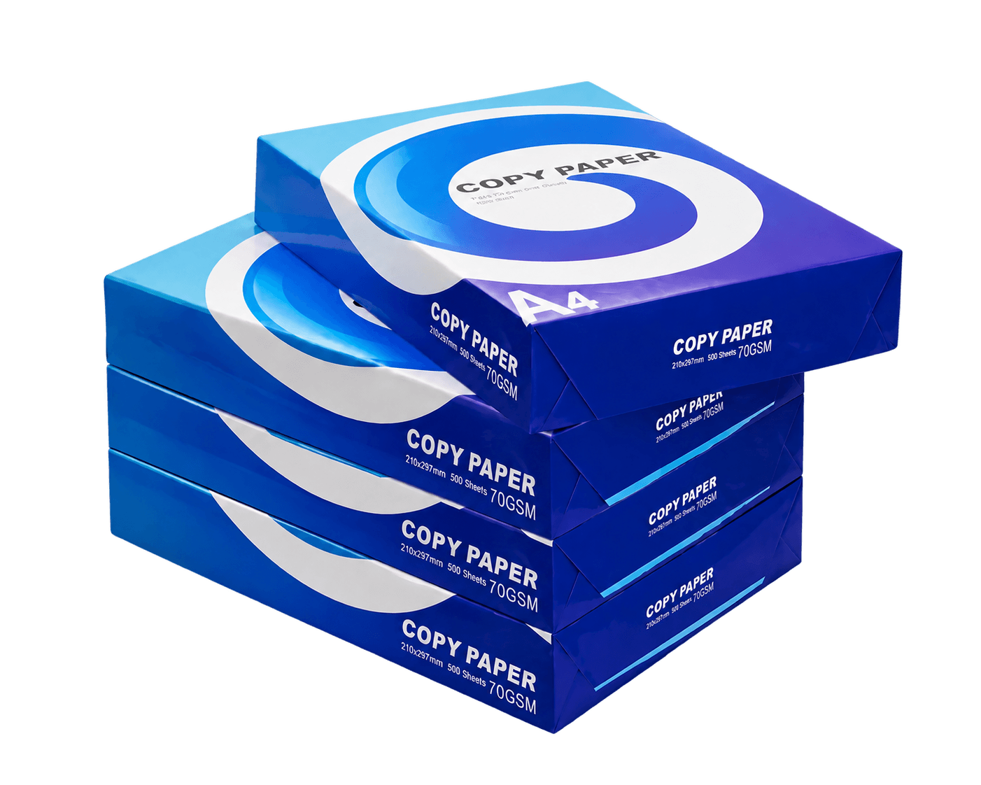 A4 Copy Paper in blue 70 gsm ream packaging supplied by YoungSun