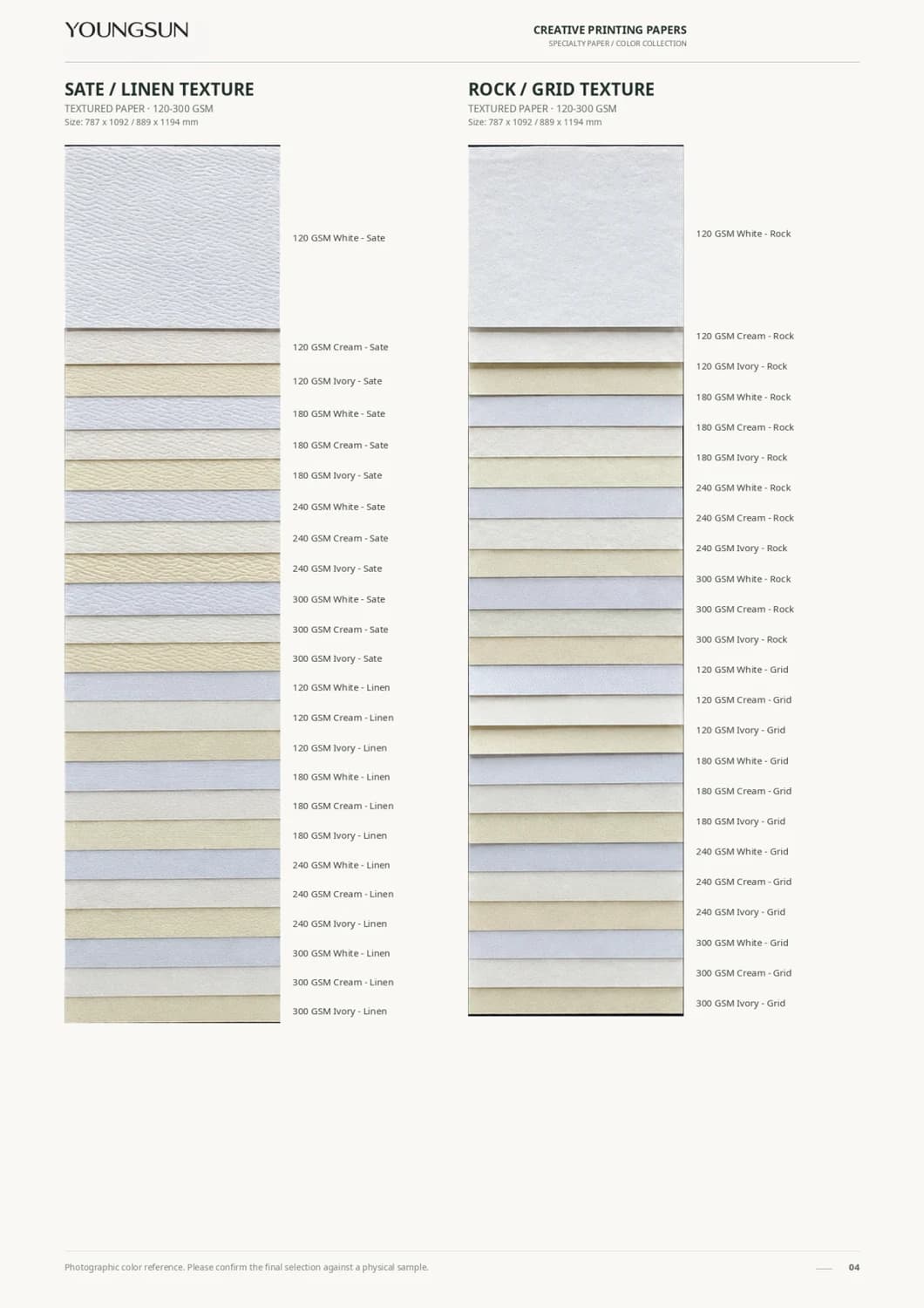 Gauze Textured Paper + Lenni Textured Paper + Rock Texture Paper + Grale Textured Paper sample page