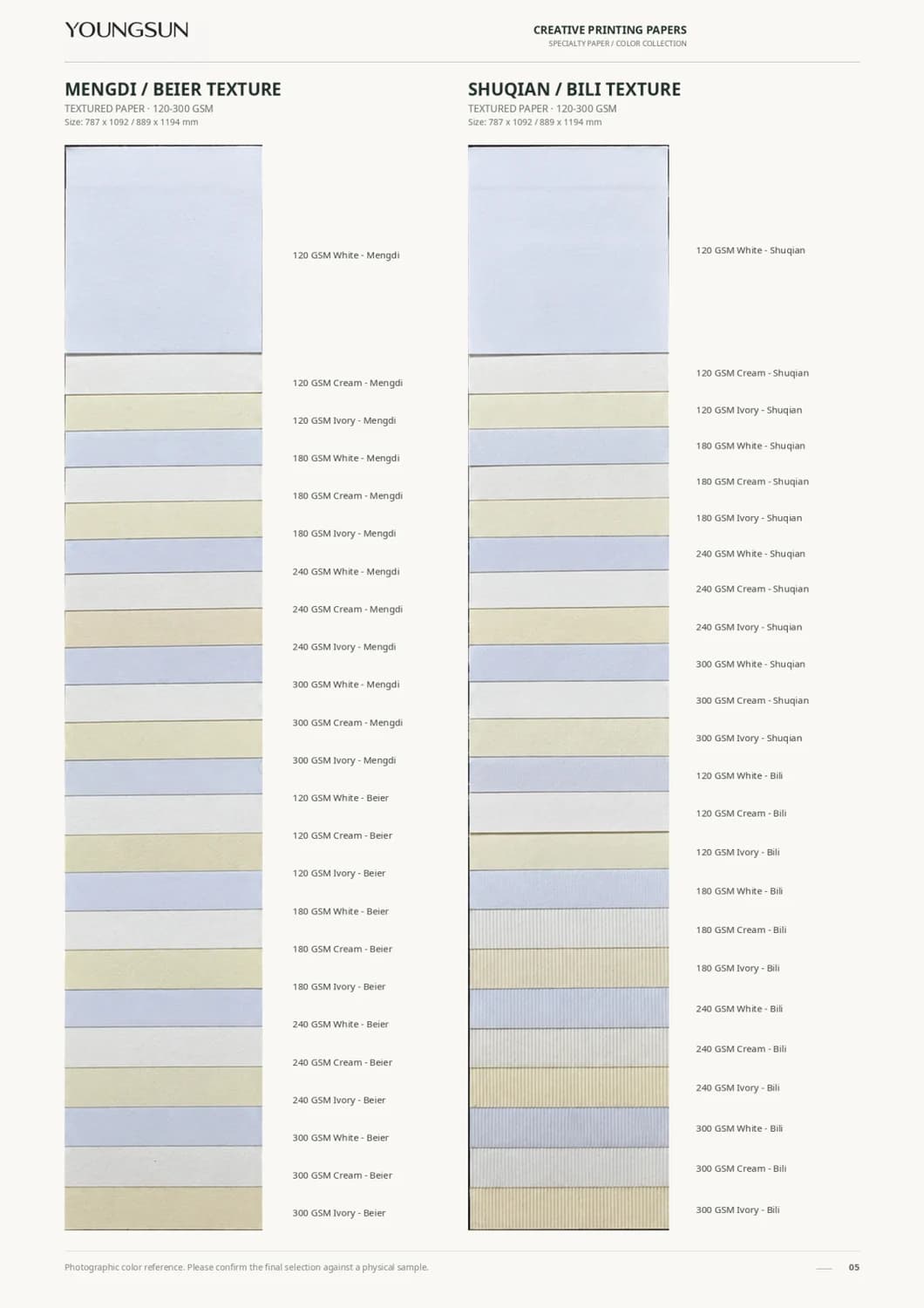 Mengdi Textured Paper + Beier Textured Paper + Tree Bark Textured Paper + Billy Textured Paper sample page
