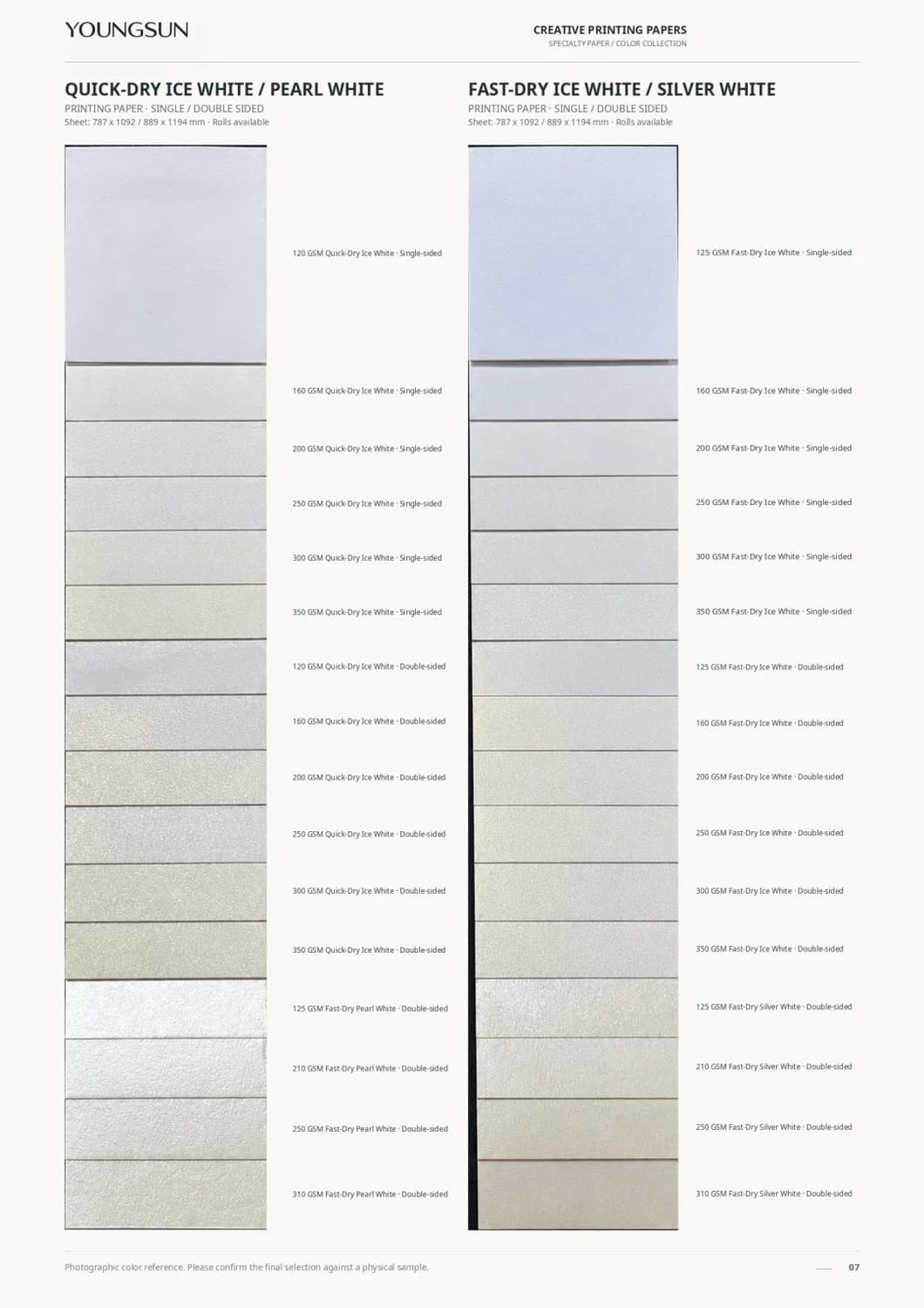 Quick-Dry Ice White Paper + Fast-Dry Pearl White Paper + Fast-Dry Ice White Paper + Fast-Dry Silver White Paper sample page