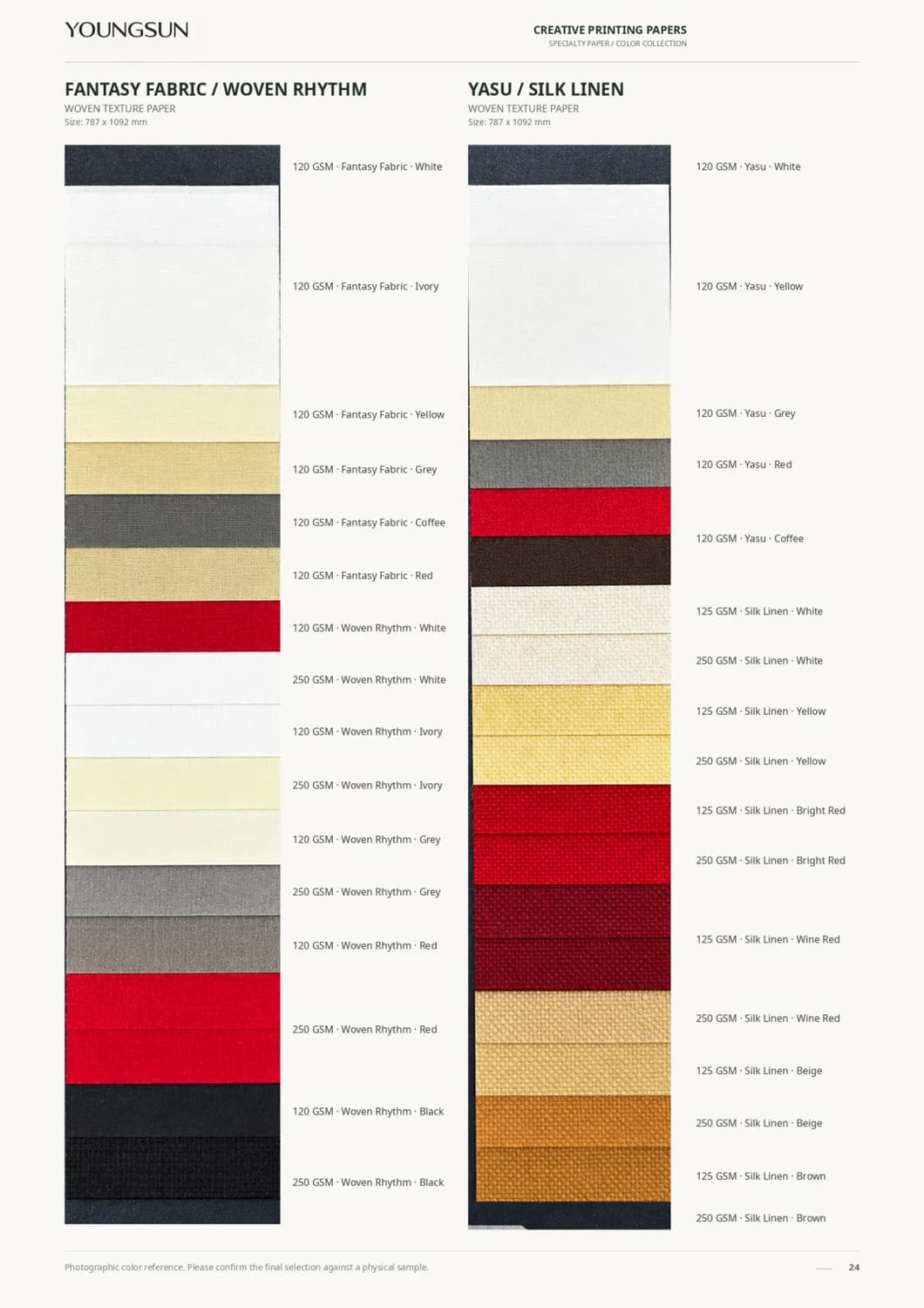 Fantasy Fabric Paper + Woven Rhythm Paper + Yasu Textile Paper + Silk Linen Textured Paper sample page