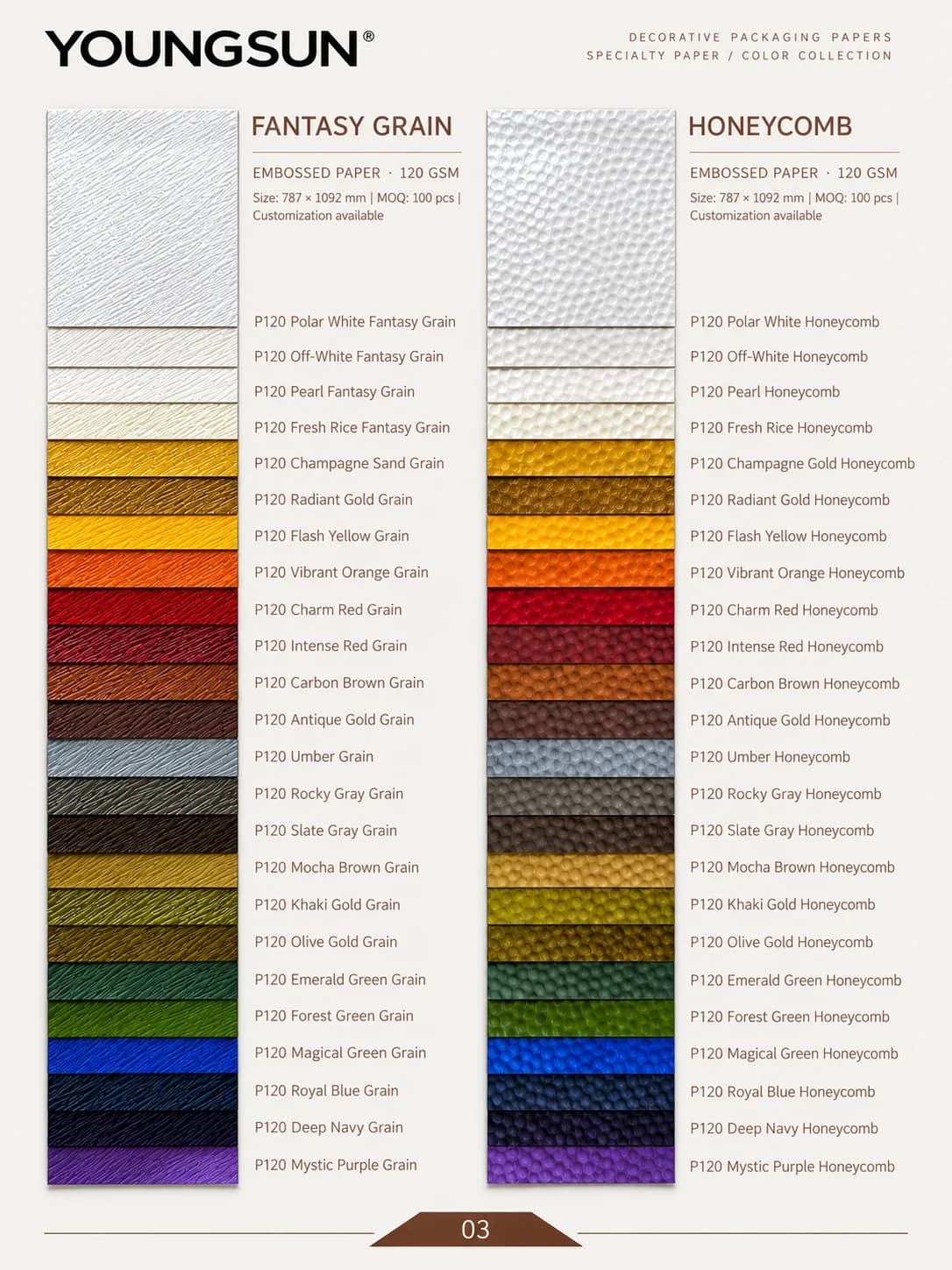 Fantasy Grain + Honeycomb sample page