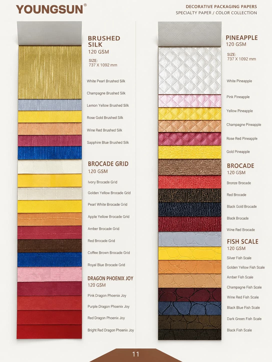 Brushed Silk+Brocade Grid+Dragon Phoenix Joy+Pineapple+Brocade+Fish Scale sample page