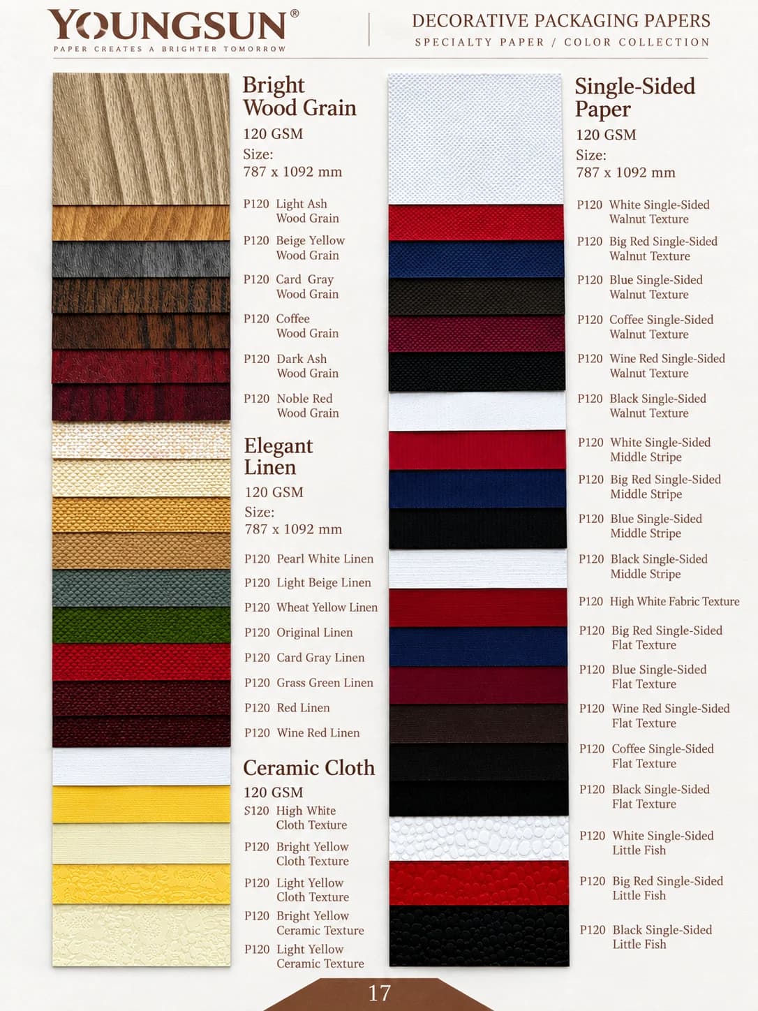 Bright Wood Grain+Elegant Linen+Ceramic Cloth+Single Sided Paper sample page