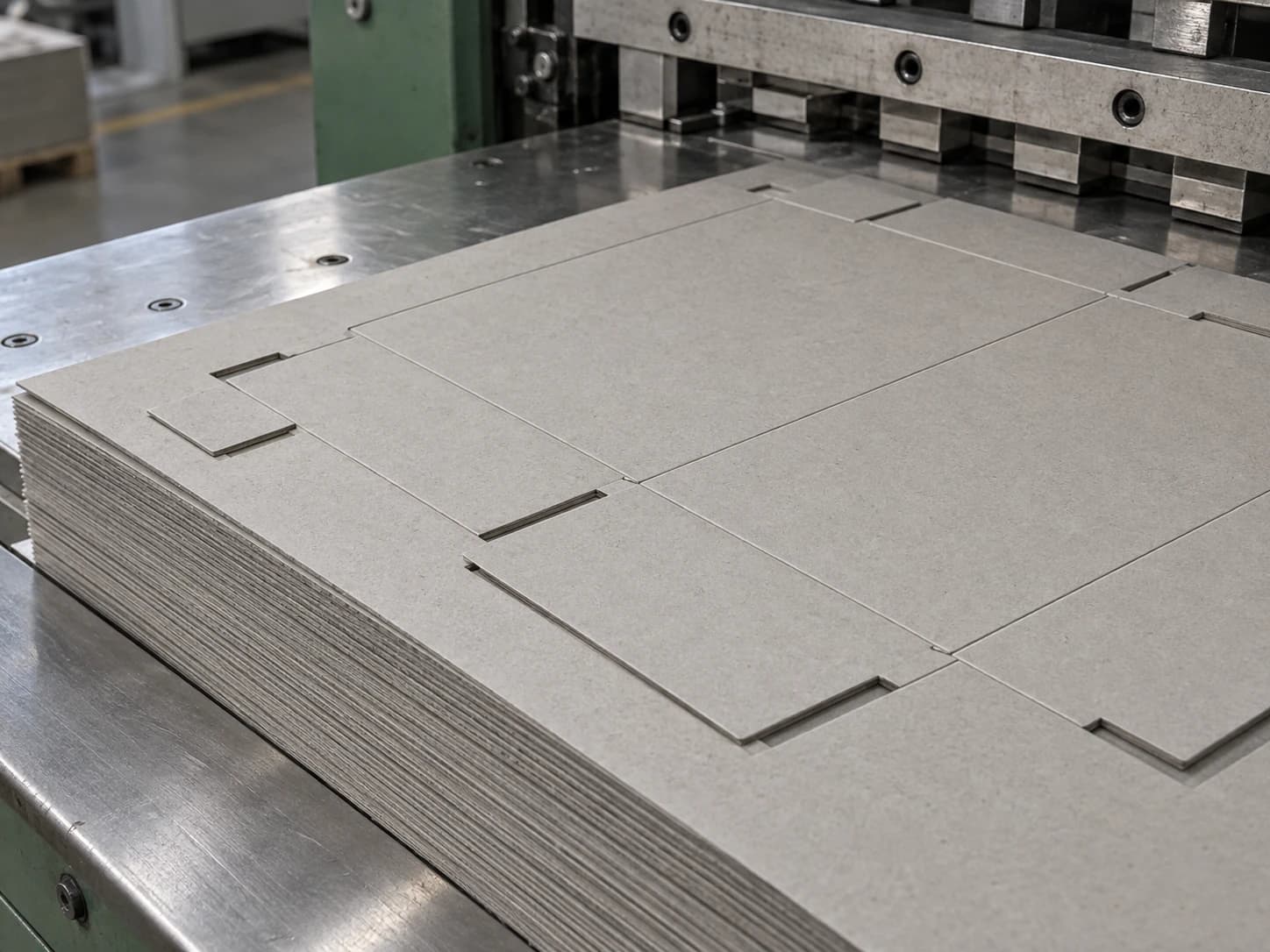 Illustration of grey board die-cutting and grooving