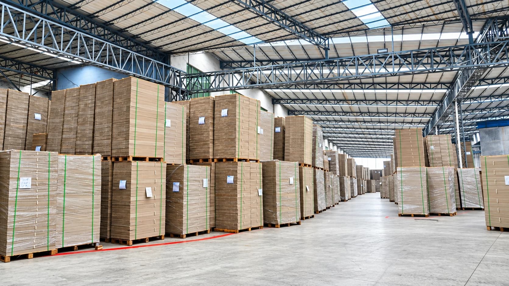 Wrapped sheet pallets stored in the YoungSun warehouse